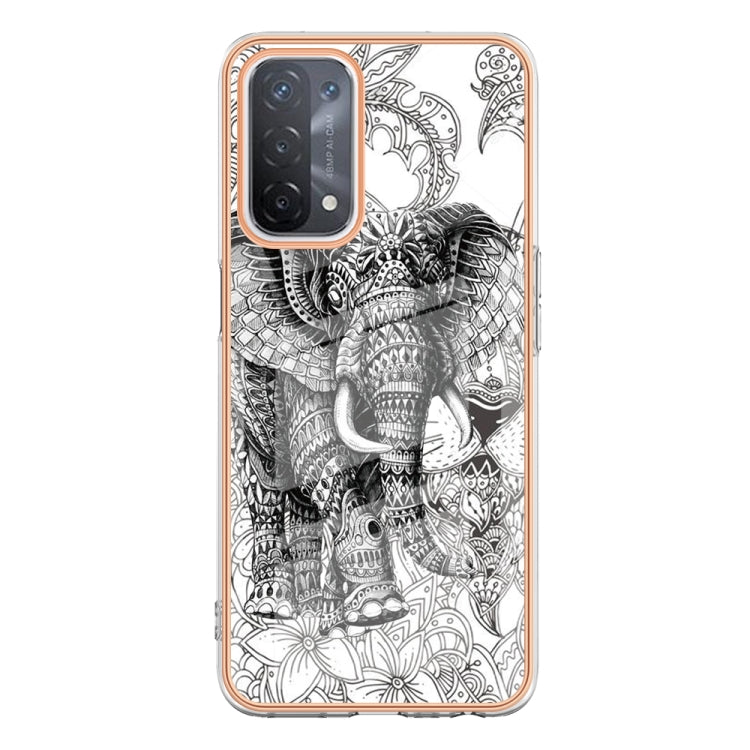 For OPPO A74 / A93 5G / A54 5G / A93s 5G Electroplating Marble Dual-side IMD Phone Case(Totem Elephant) - free shipping - PMC TechLife - Order now!