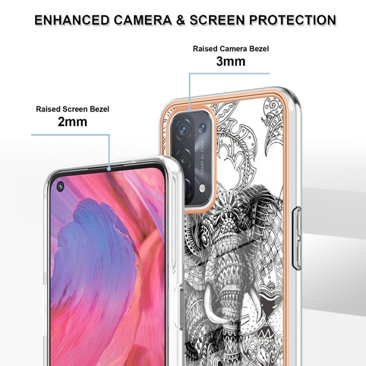 For OPPO A74 / A93 5G / A54 5G / A93s 5G Electroplating Marble Dual-side IMD Phone Case(Totem Elephant) - free shipping - PMC TechLife - Order now!