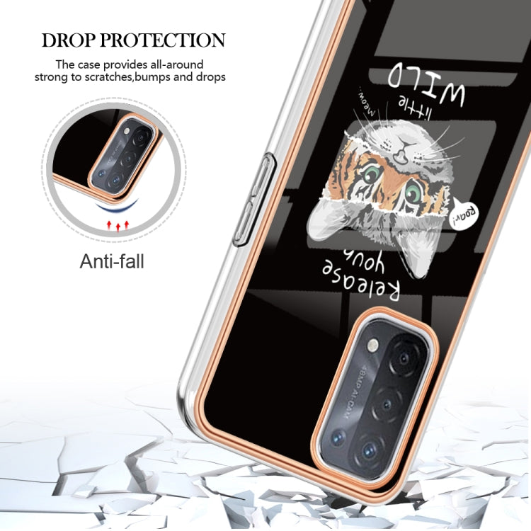 For OPPO A74 / A93 5G / A54 5G / A93s 5G Electroplating Marble Dual-side IMD Phone Case(Natural Growth) - OPPO Cases by PMC TechLife | Online Shopping South Africa | PMC TechLife | Buy Now Pay Later Mobicred