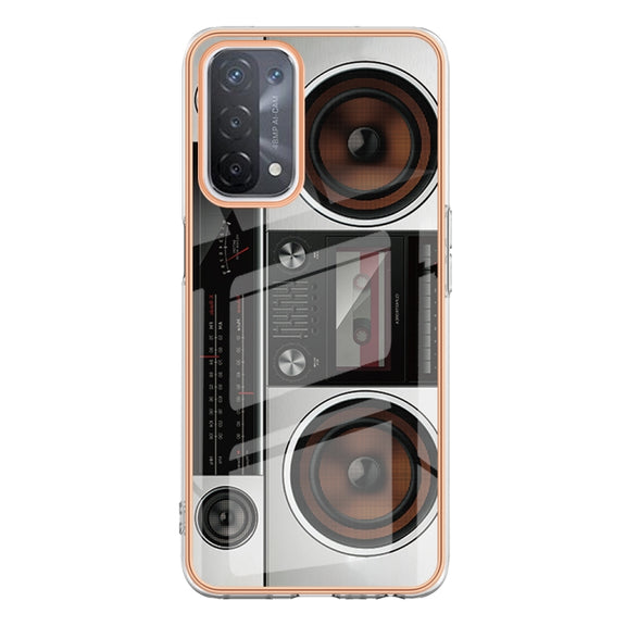 For OPPO A74 / A93 5G / A54 5G / A93s 5G Electroplating Marble Dual-side IMD Phone Case(Retro Radio)