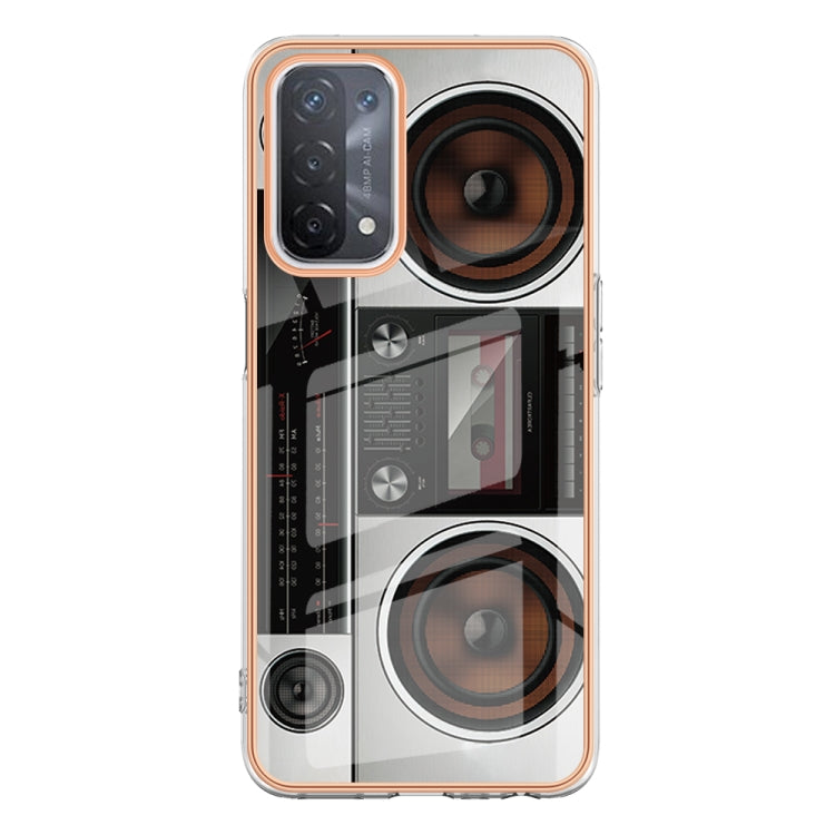 For OPPO A74 / A93 5G / A54 5G / A93s 5G Electroplating Marble Dual-side IMD Phone Case(Retro Radio)