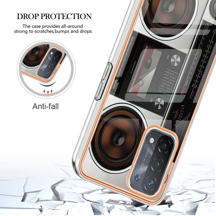 For OPPO A74 / A93 5G / A54 5G / A93s 5G Electroplating Marble Dual-side IMD Phone Case(Retro Radio)