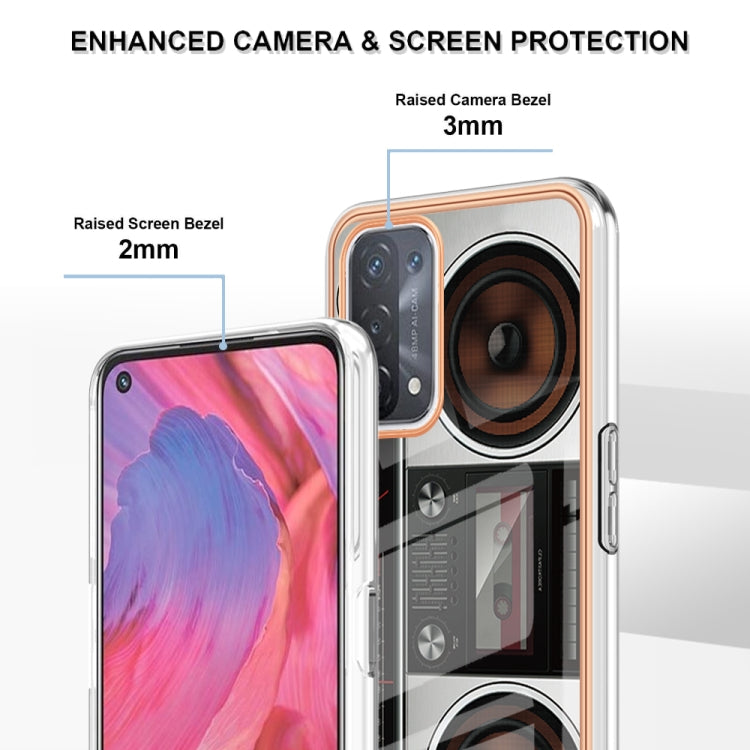 For OPPO A74 / A93 5G / A54 5G / A93s 5G Electroplating Marble Dual-side IMD Phone Case(Retro Radio)