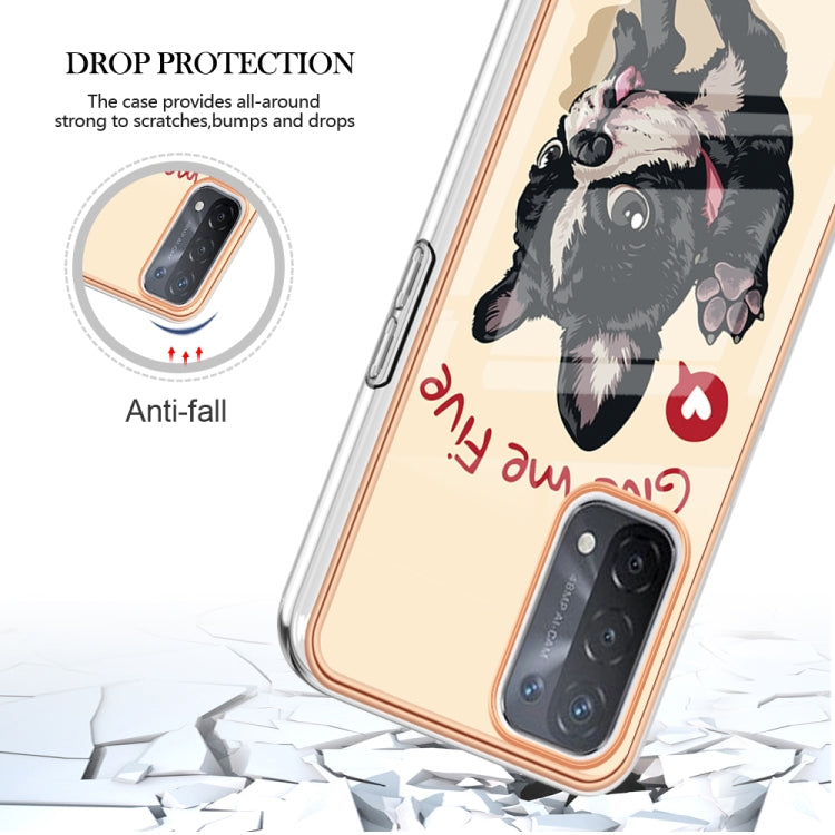 For OPPO A74 / A93 5G / A54 5G / A93s 5G Electroplating Marble Dual-side IMD Phone Case(Lucky Dog)