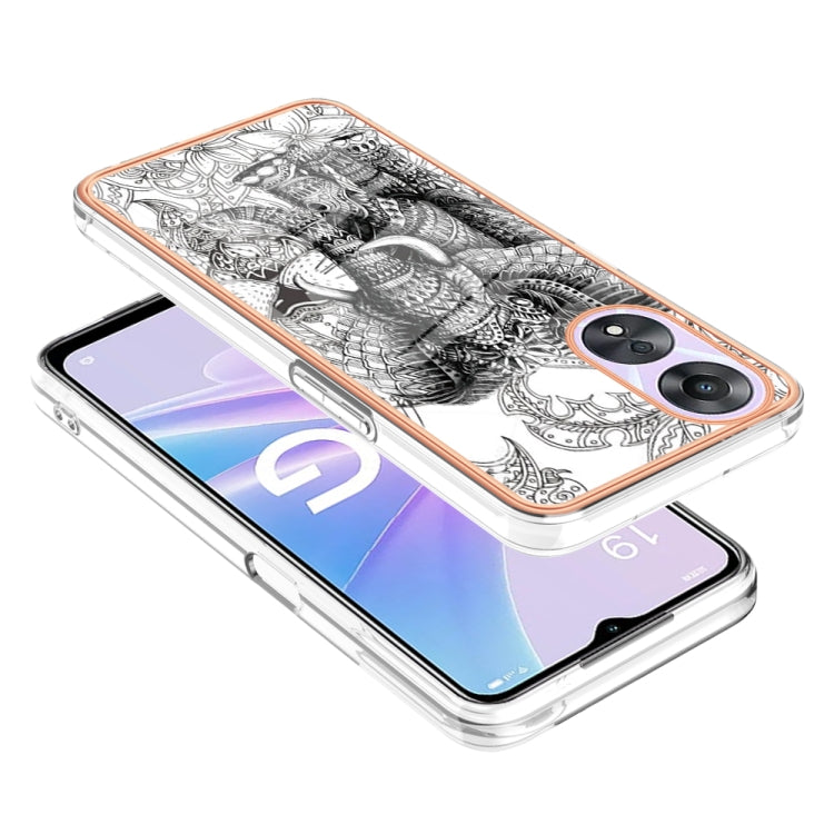 For OPPO A78 / A58 Electroplating Marble Dual-side IMD Phone Case(Totem Elephant) - OPPO Cases by PMC TechLife | Online Shopping South Africa | PMC TechLife | Buy Now Pay Later Mobicred