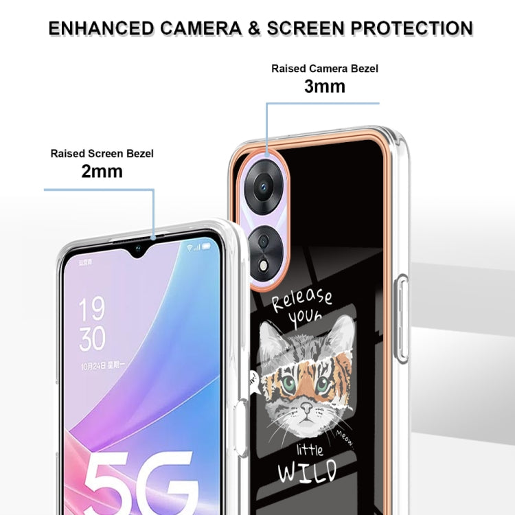 For OPPO A78 / A58 Electroplating Marble Dual-side IMD Phone Case(Natural Growth) - OPPO Cases by PMC TechLife | Online Shopping South Africa | PMC TechLife | Buy Now Pay Later Mobicred