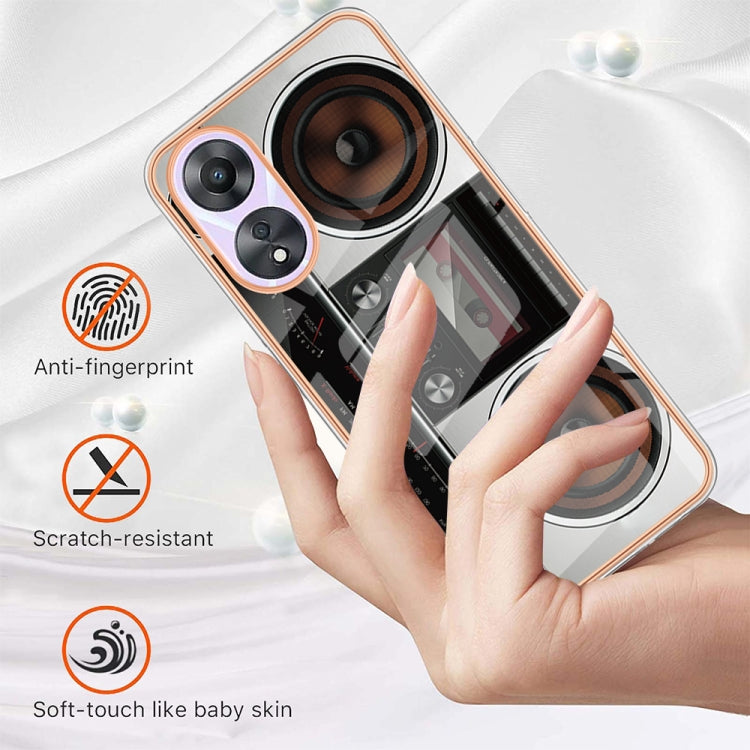 For OPPO A78 / A58 Electroplating Marble Dual-side IMD Phone Case(Retro Radio) - OPPO Cases by PMC TechLife | Online Shopping South Africa | PMC TechLife | Buy Now Pay Later Mobicred