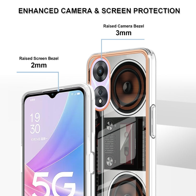 For OPPO A78 / A58 Electroplating Marble Dual-side IMD Phone Case(Retro Radio) - OPPO Cases by PMC TechLife | Online Shopping South Africa | PMC TechLife | Buy Now Pay Later Mobicred