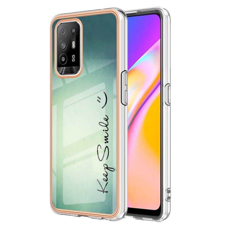 For OPPO A94 5G / A95 5G Electroplating Marble Dual-side IMD Phone Case(Smile) - OPPO Cases by PMC TechLife | Online Shopping South Africa | PMC TechLife | Buy Now Pay Later Mobicred