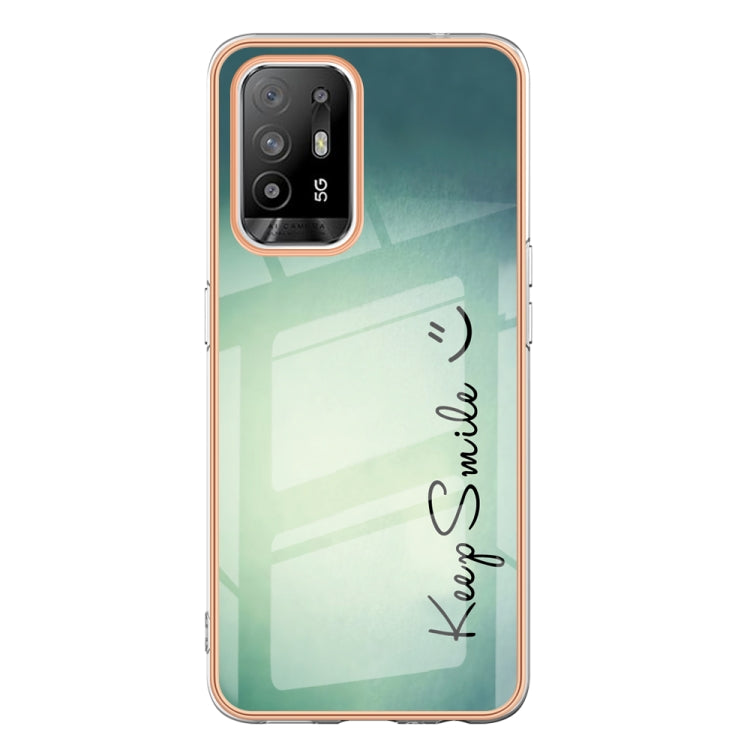 For OPPO A94 5G / A95 5G Electroplating Marble Dual-side IMD Phone Case(Smile) - OPPO Cases by PMC TechLife | Online Shopping South Africa | PMC TechLife | Buy Now Pay Later Mobicred