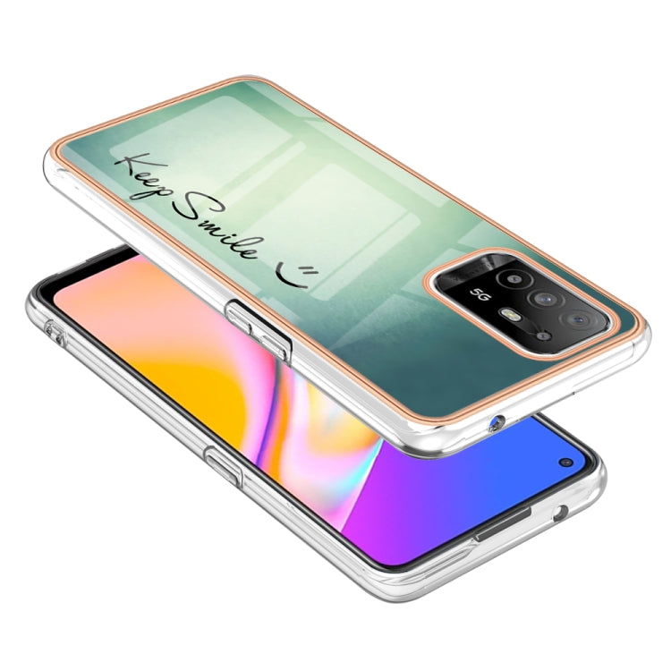 For OPPO A94 5G / A95 5G Electroplating Marble Dual-side IMD Phone Case(Smile) - OPPO Cases by PMC TechLife | Online Shopping South Africa | PMC TechLife | Buy Now Pay Later Mobicred