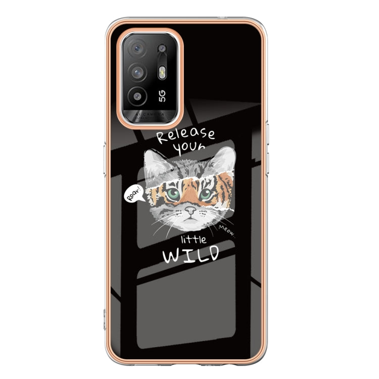 For OPPO A94 5G / A95 5G Electroplating Marble Dual-side IMD Phone Case(Natural Growth) - OPPO Cases by PMC TechLife | Online Shopping South Africa | PMC TechLife | Buy Now Pay Later Mobicred