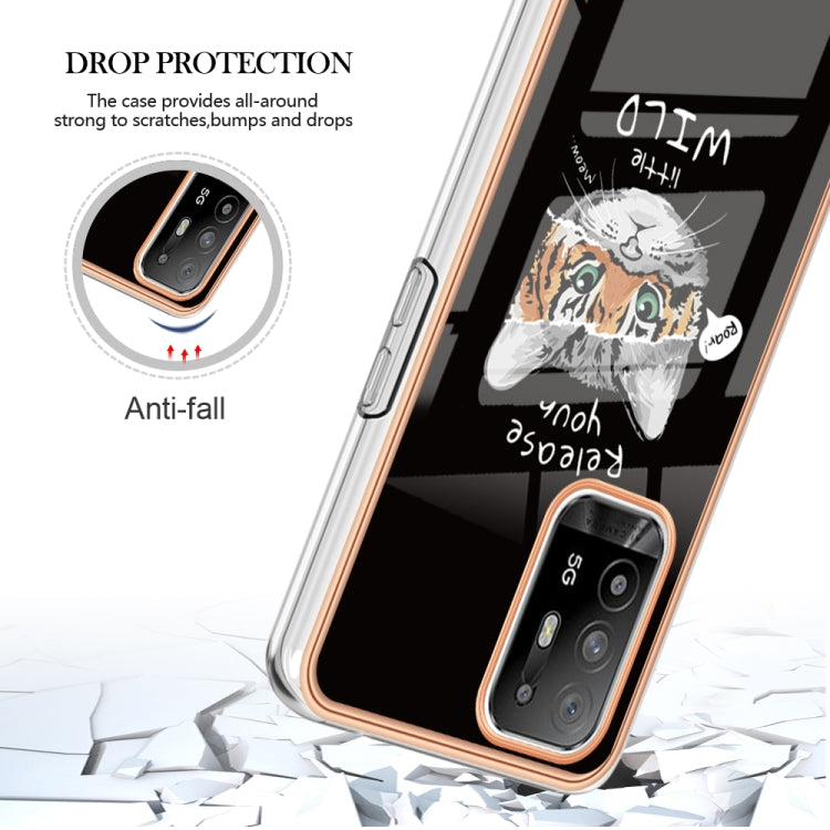 For OPPO A94 5G / A95 5G Electroplating Marble Dual-side IMD Phone Case(Natural Growth) - OPPO Cases by PMC TechLife | Online Shopping South Africa | PMC TechLife | Buy Now Pay Later Mobicred