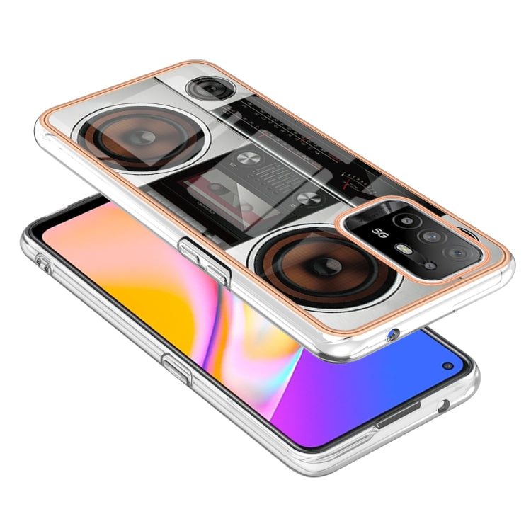For OPPO A94 5G / A95 5G Electroplating Marble Dual-side IMD Phone Case(Retro Radio) - OPPO Cases by PMC TechLife | Online Shopping South Africa | PMC TechLife | Buy Now Pay Later Mobicred