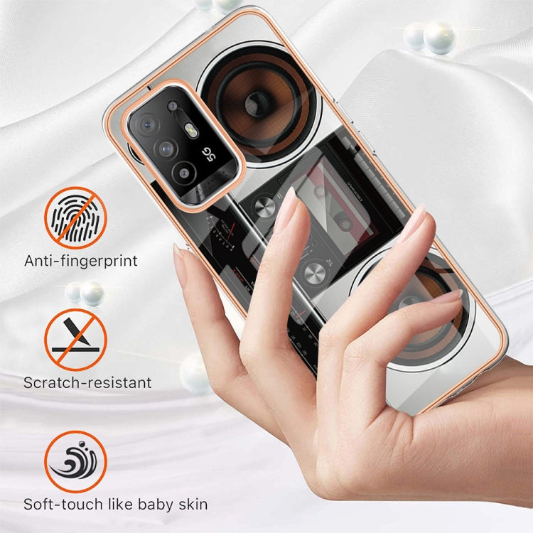 For OPPO A94 5G / A95 5G Electroplating Marble Dual-side IMD Phone Case(Retro Radio) - OPPO Cases by PMC TechLife | Online Shopping South Africa | PMC TechLife | Buy Now Pay Later Mobicred