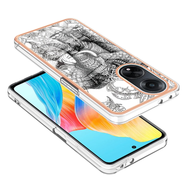For OPPO A98 Electroplating Marble Dual-side IMD Phone Case(Totem Elephant) - OPPO Cases by PMC TechLife | Online Shopping South Africa | PMC TechLife | Buy Now Pay Later Mobicred