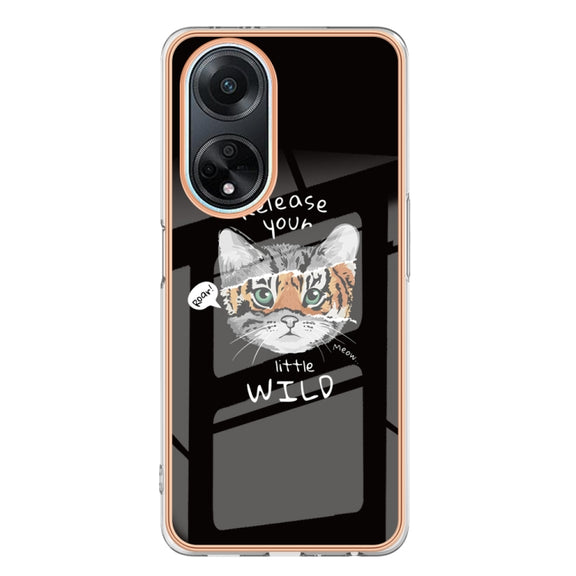 For OPPO A98 Electroplating Marble Dual-side IMD Phone Case(Natural Growth)