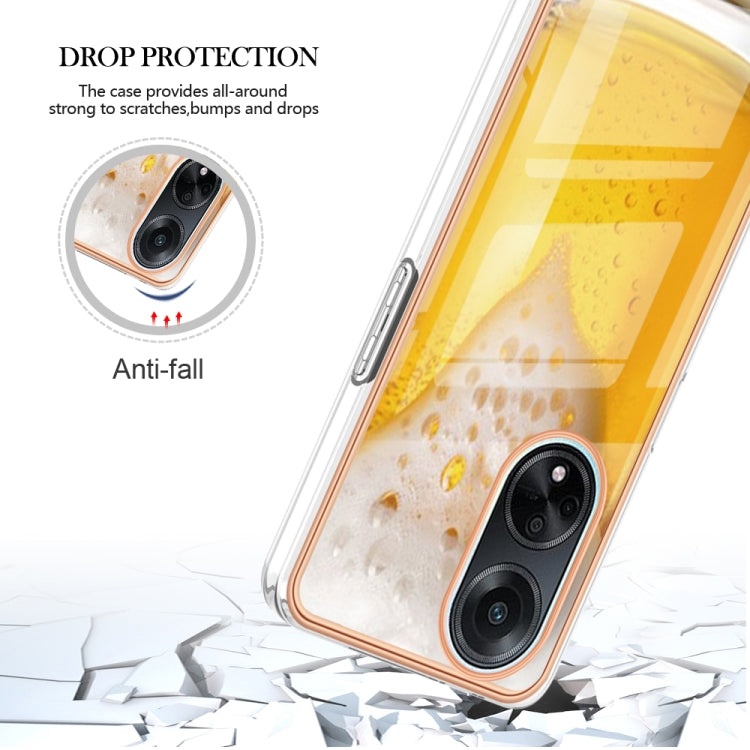 For OPPO A98 Electroplating Marble Dual-side IMD Phone Case(Draft Beer) - OPPO Cases by PMC TechLife | Online Shopping South Africa | PMC TechLife | Buy Now Pay Later Mobicred