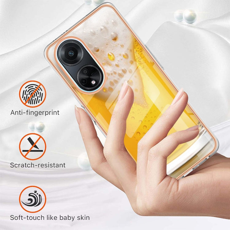 For OPPO A98 Electroplating Marble Dual-side IMD Phone Case(Draft Beer) - OPPO Cases by PMC TechLife | Online Shopping South Africa | PMC TechLife | Buy Now Pay Later Mobicred