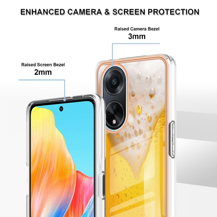 For OPPO A98 Electroplating Marble Dual-side IMD Phone Case(Draft Beer) - OPPO Cases by PMC TechLife | Online Shopping South Africa | PMC TechLife | Buy Now Pay Later Mobicred