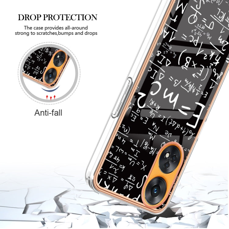 For OPPO Reno8 T 4G Electroplating Marble Dual-side IMD Phone Case(Equation) - OPPO Cases by PMC TechLife | Online Shopping South Africa | PMC TechLife | Buy Now Pay Later Mobicred