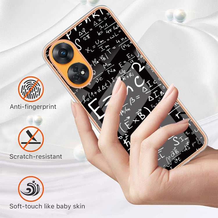 For OPPO Reno8 T 4G Electroplating Marble Dual-side IMD Phone Case(Equation) - OPPO Cases by PMC TechLife | Online Shopping South Africa | PMC TechLife | Buy Now Pay Later Mobicred