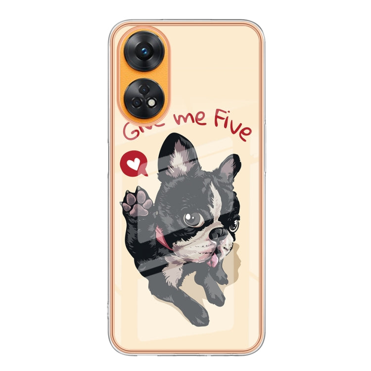 For OPPO Reno8 T 4G Electroplating Marble Dual-side IMD Phone Case(Lucky Dog) - OPPO Cases by PMC TechLife | Online Shopping South Africa | PMC TechLife | Buy Now Pay Later Mobicred