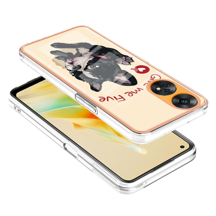For OPPO Reno8 T 4G Electroplating Marble Dual-side IMD Phone Case(Lucky Dog) - OPPO Cases by PMC TechLife | Online Shopping South Africa | PMC TechLife | Buy Now Pay Later Mobicred