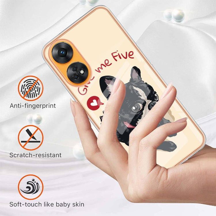 For OPPO Reno8 T 4G Electroplating Marble Dual-side IMD Phone Case(Lucky Dog) - OPPO Cases by PMC TechLife | Online Shopping South Africa | PMC TechLife | Buy Now Pay Later Mobicred