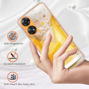 For OPPO Reno8 T 4G Electroplating Marble Dual-side IMD Phone Case(Draft Beer)