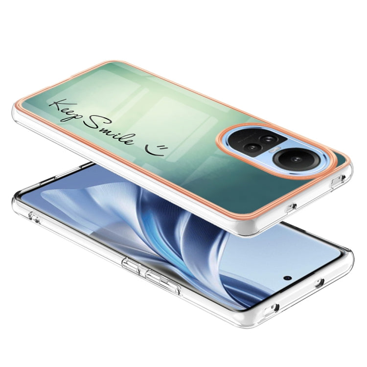 For OPPO Reno10 5G Global Electroplating Marble Dual-side IMD Phone Case(Smile) - OPPO Cases by PMC TechLife | Online Shopping South Africa | PMC TechLife | Buy Now Pay Later Mobicred