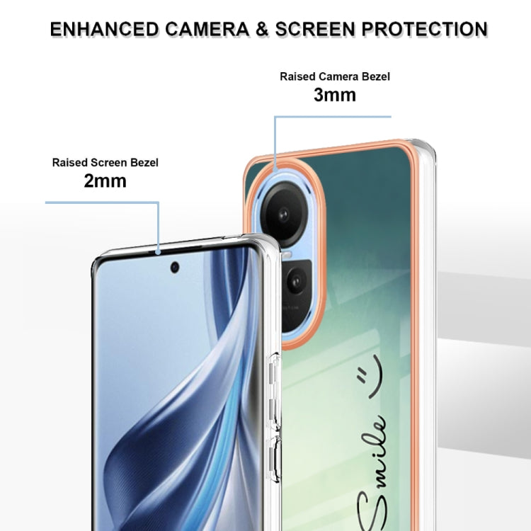 For OPPO Reno10 5G Global Electroplating Marble Dual-side IMD Phone Case(Smile) - OPPO Cases by PMC TechLife | Online Shopping South Africa | PMC TechLife | Buy Now Pay Later Mobicred