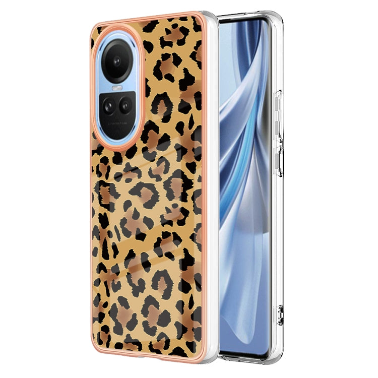 For OPPO Reno10 5G Global Electroplating Marble Dual-side IMD Phone Case(Leopard Print) - OPPO Cases by PMC TechLife | Online Shopping South Africa | PMC TechLife | Buy Now Pay Later Mobicred