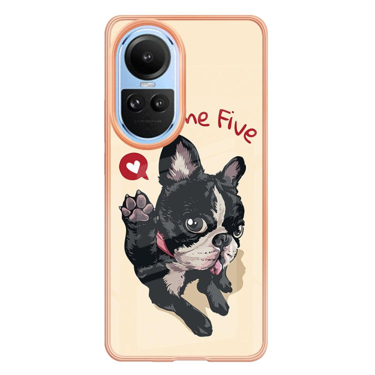 For OPPO Reno10 5G Global Electroplating Marble Dual-side IMD Phone Case(Lucky Dog) - OPPO Cases by PMC TechLife | Online Shopping South Africa | PMC TechLife | Buy Now Pay Later Mobicred