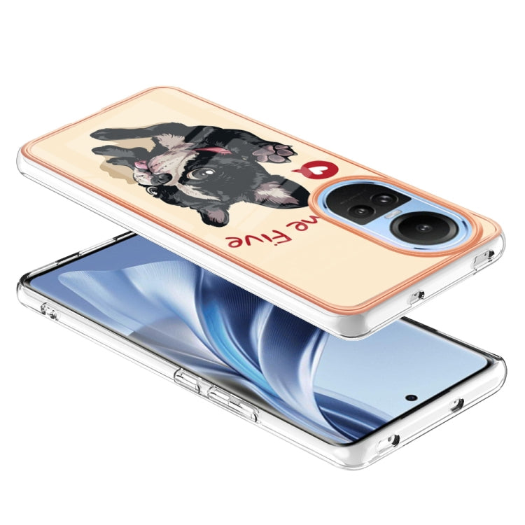 For OPPO Reno10 5G Global Electroplating Marble Dual-side IMD Phone Case(Lucky Dog) - OPPO Cases by PMC TechLife | Online Shopping South Africa | PMC TechLife | Buy Now Pay Later Mobicred