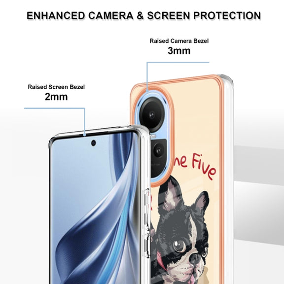 For OPPO Reno10 5G Global Electroplating Marble Dual-side IMD Phone Case(Lucky Dog)