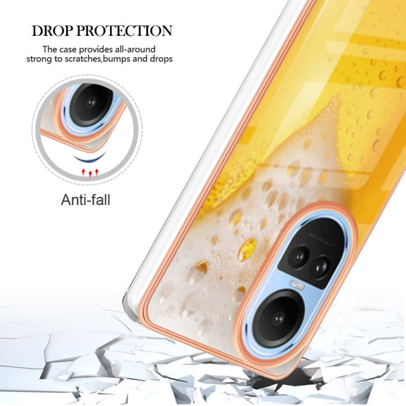 For OPPO Reno10 5G Global Electroplating Marble Dual-side IMD Phone Case(Draft Beer)
