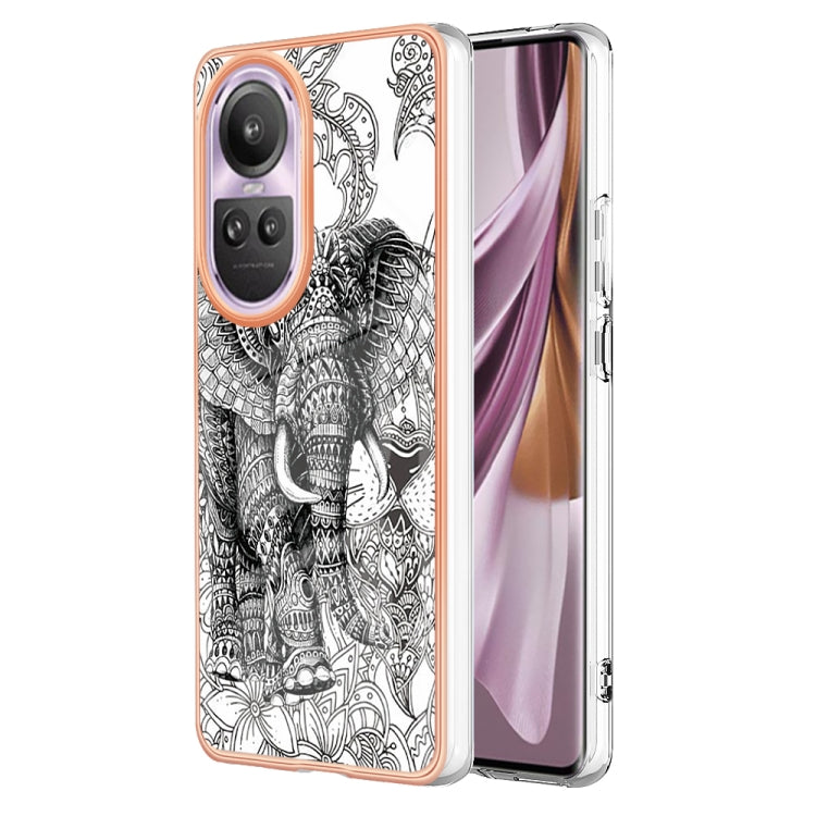For OPPO Reno10 Pro 5G Global Electroplating Marble Dual-side IMD Phone Case(Totem Elephant) - OPPO Cases by PMC TechLife | Online Shopping South Africa | PMC TechLife | Buy Now Pay Later Mobicred