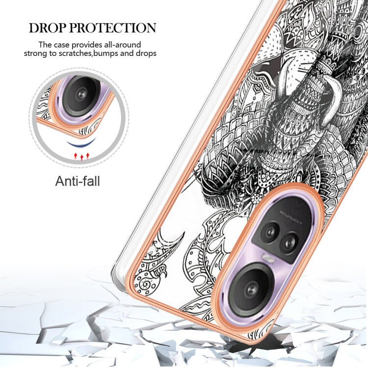 For OPPO Reno10 Pro 5G Global Electroplating Marble Dual-side IMD Phone Case(Totem Elephant) - OPPO Cases by PMC TechLife | Online Shopping South Africa | PMC TechLife | Buy Now Pay Later Mobicred