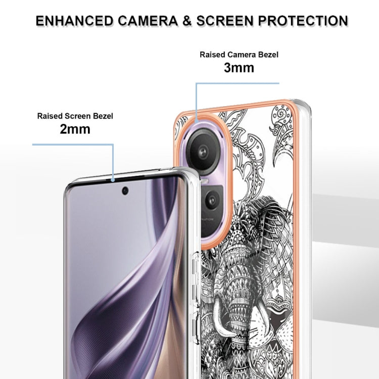 For OPPO Reno10 Pro 5G Global Electroplating Marble Dual-side IMD Phone Case(Totem Elephant) - OPPO Cases by PMC TechLife | Online Shopping South Africa | PMC TechLife | Buy Now Pay Later Mobicred