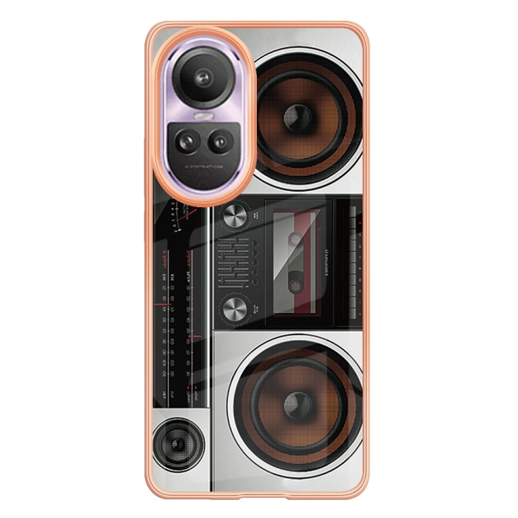 For OPPO Reno10 Pro 5G Global Electroplating Marble Dual-side IMD Phone Case(Retro Radio) - OPPO Cases by PMC TechLife | Online Shopping South Africa | PMC TechLife | Buy Now Pay Later Mobicred