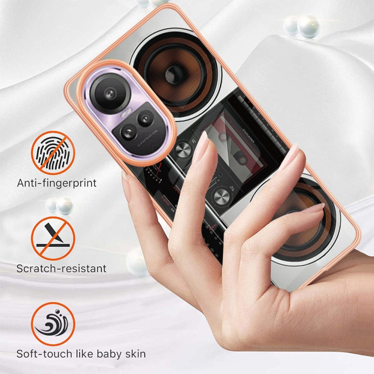 For OPPO Reno10 Pro 5G Global Electroplating Marble Dual-side IMD Phone Case(Retro Radio) - OPPO Cases by PMC TechLife | Online Shopping South Africa | PMC TechLife | Buy Now Pay Later Mobicred