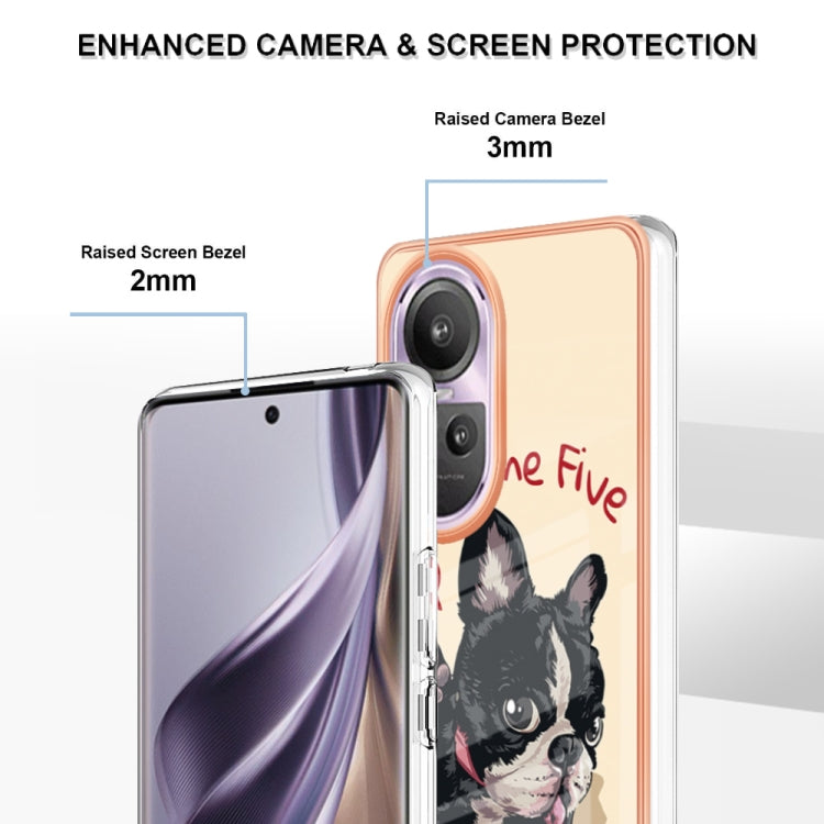 For OPPO Reno10 Pro 5G Global Electroplating Marble Dual-side IMD Phone Case(Lucky Dog) - OPPO Cases by PMC TechLife | Online Shopping South Africa | PMC TechLife | Buy Now Pay Later Mobicred