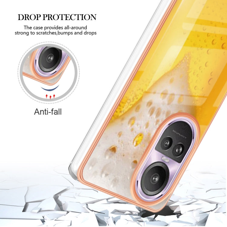 For OPPO Reno10 Pro 5G Global Electroplating Marble Dual-side IMD Phone Case(Draft Beer) - OPPO Cases by PMC TechLife | Online Shopping South Africa | PMC TechLife | Buy Now Pay Later Mobicred