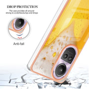 For OPPO Reno10 Pro 5G Global Electroplating Marble Dual-side IMD Phone Case(Draft Beer)