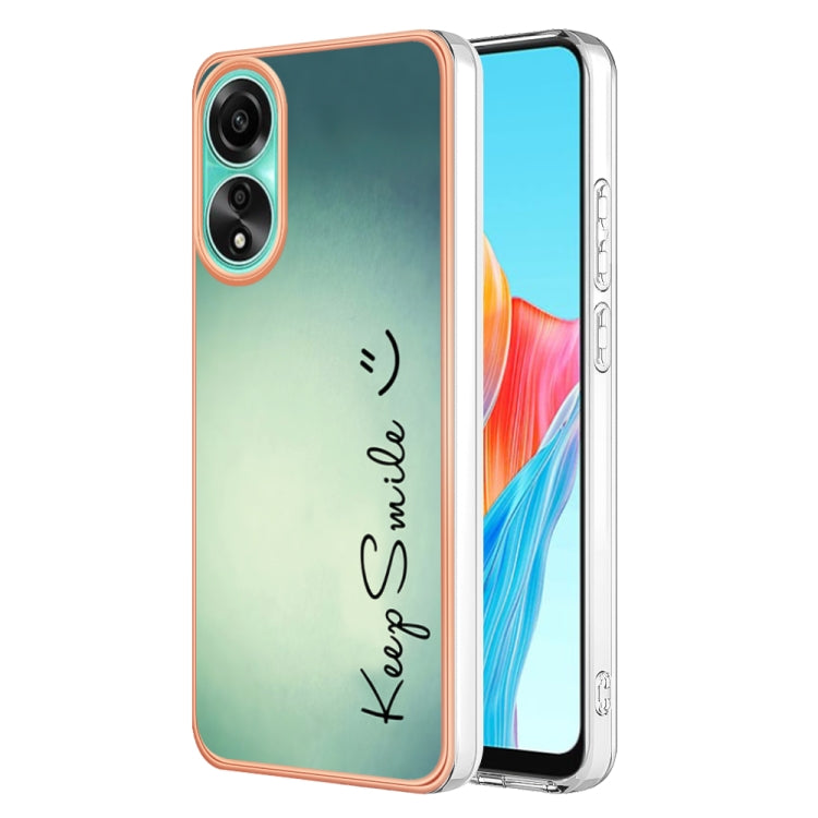 For OPPO A78 4G Electroplating Marble Dual-side IMD Phone Case(Smile) - OPPO Cases by PMC TechLife | Online Shopping South Africa | PMC TechLife | Buy Now Pay Later Mobicred