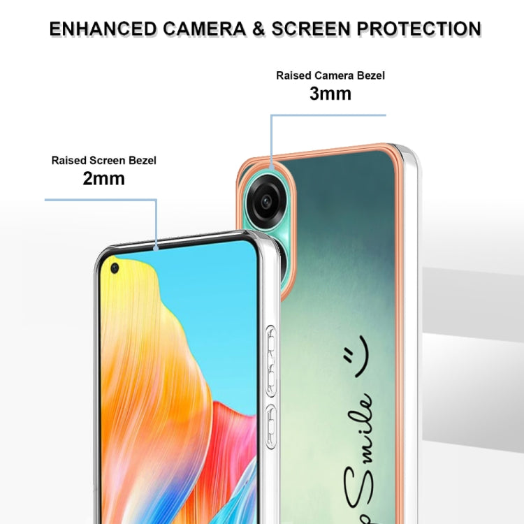 For OPPO A78 4G Electroplating Marble Dual-side IMD Phone Case(Smile) - OPPO Cases by PMC TechLife | Online Shopping South Africa | PMC TechLife | Buy Now Pay Later Mobicred