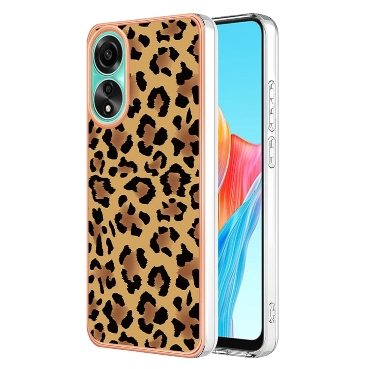 For OPPO A78 4G Electroplating Marble Dual-side IMD Phone Case(Leopard Print) - OPPO Cases by PMC TechLife | Online Shopping South Africa | PMC TechLife | Buy Now Pay Later Mobicred