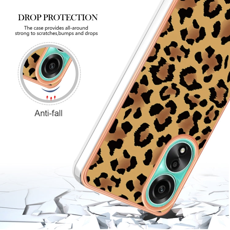 For OPPO A78 4G Electroplating Marble Dual-side IMD Phone Case(Leopard Print) - OPPO Cases by PMC TechLife | Online Shopping South Africa | PMC TechLife | Buy Now Pay Later Mobicred