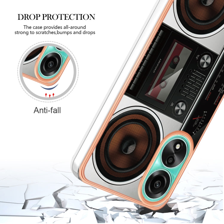 For OPPO A78 4G Electroplating Marble Dual-side IMD Phone Case(Retro Radio)